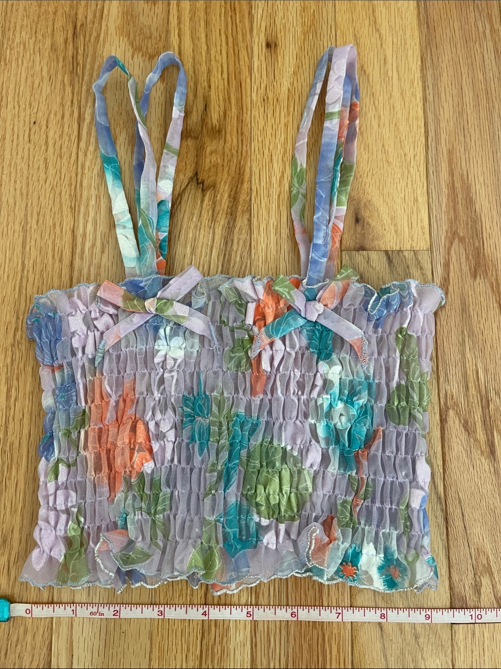 Girls Floral Smocked Cami Top - Lavender Multi